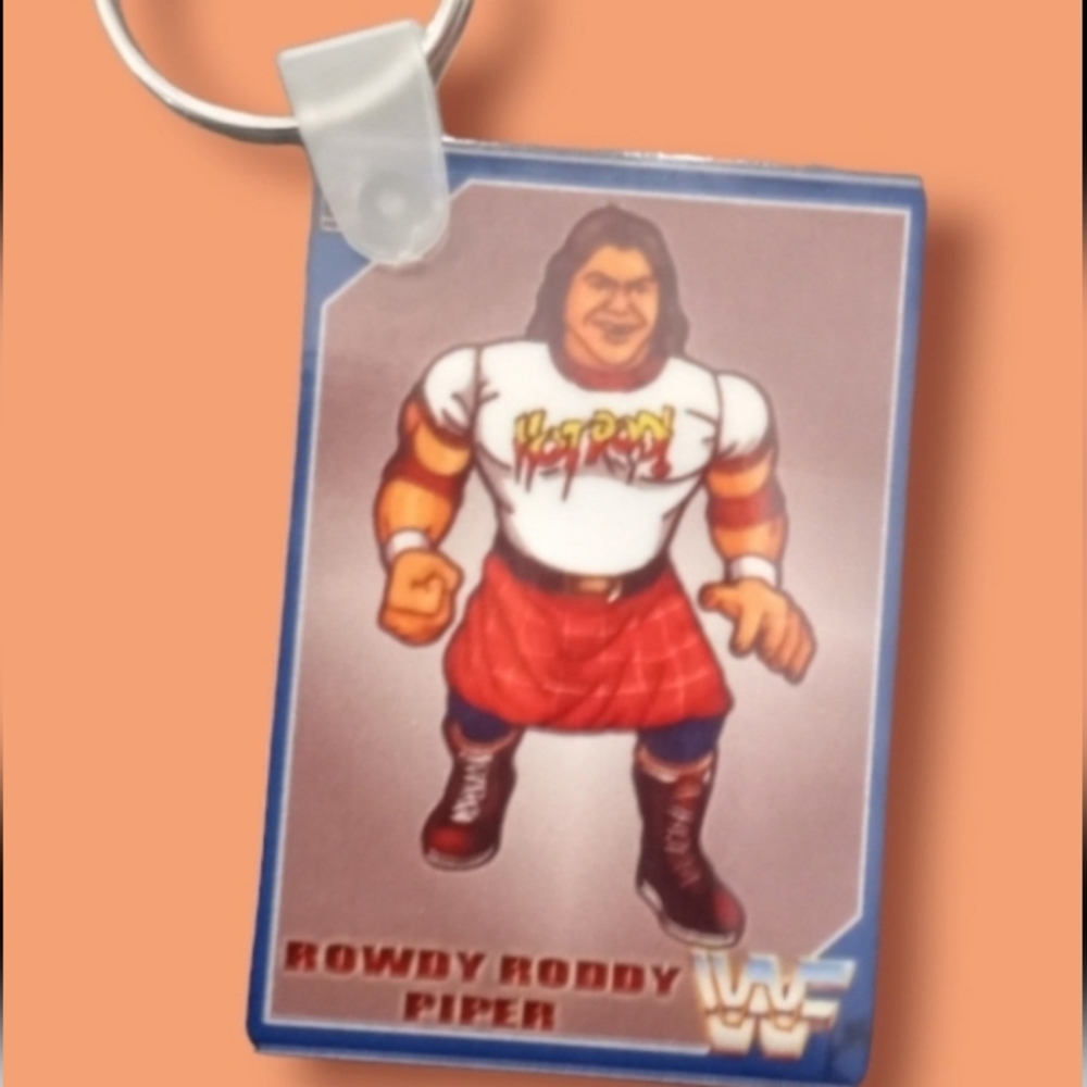 ROWDY RODDY PIPER DOUBLESIDED KEYCHAIN HASBRO LIKENESS